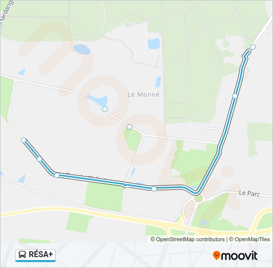 Plan de la ligne RÉSA+ de bus