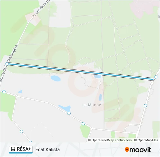 Plan de la ligne RÉSA+ de bus