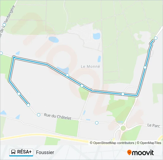 Plan de la ligne RÉSA+ de bus