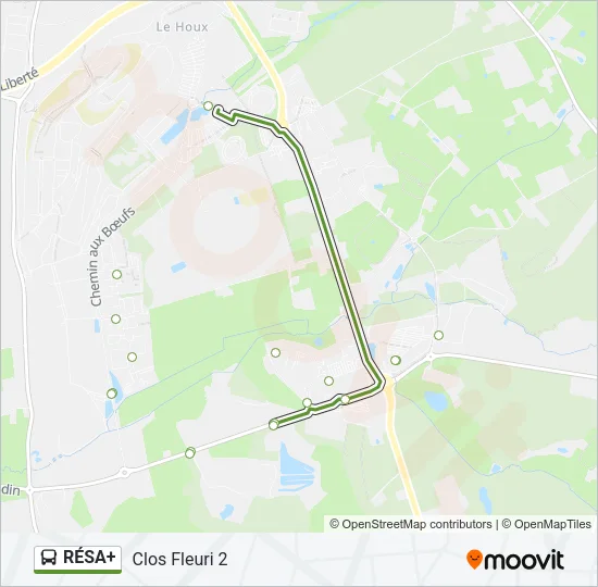 Plan de la ligne RÉSA+ de bus