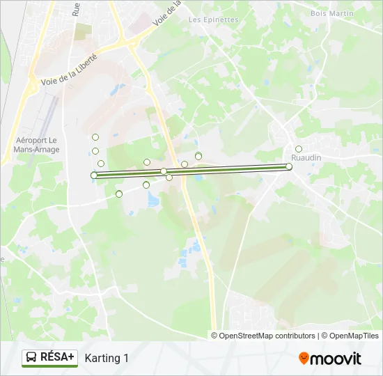 Mapa de RÉSA+ de autobús