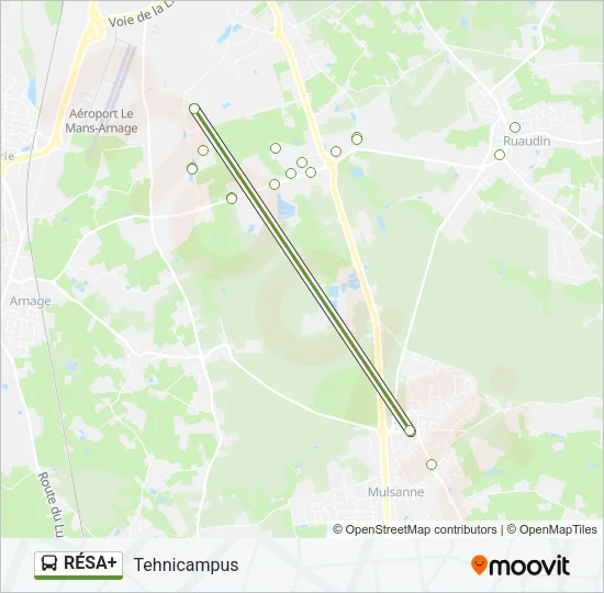 Mapa de RÉSA+ de autobús