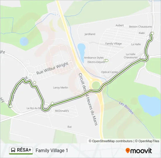 Plan de la ligne RÉSA+ de bus
