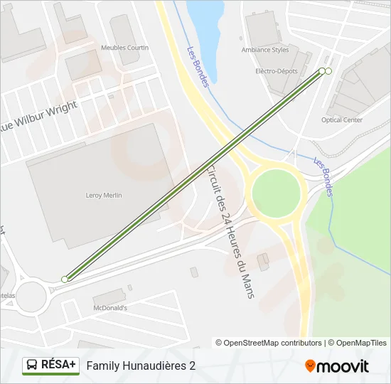 Plan de la ligne RÉSA+ de bus