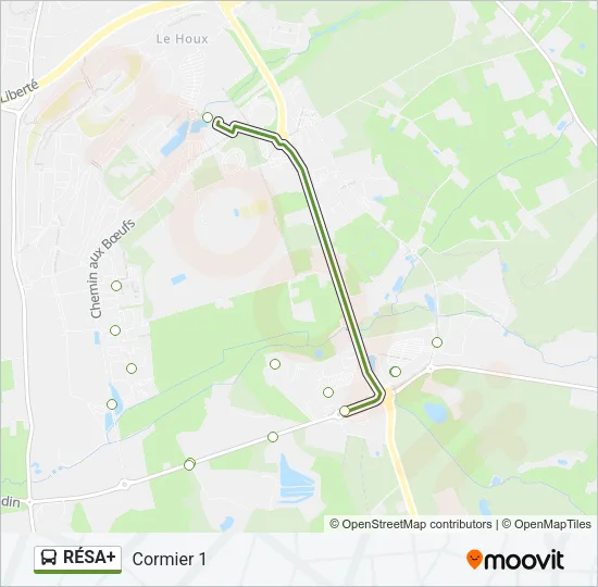 Plan de la ligne RÉSA+ de bus