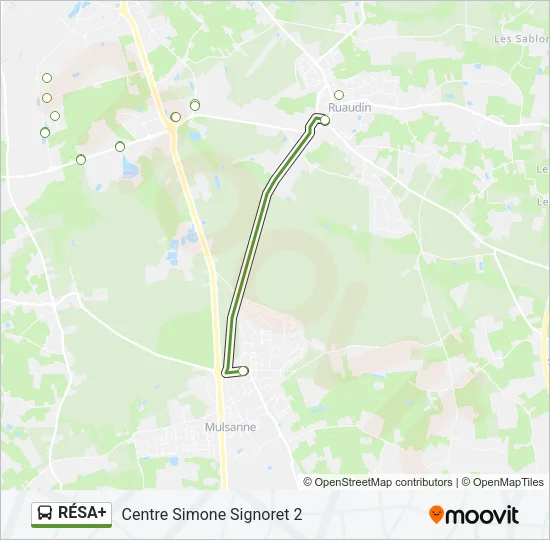 Plan de la ligne RÉSA+ de bus