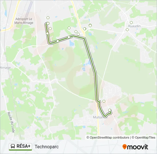 Plan de la ligne RÉSA+ de bus