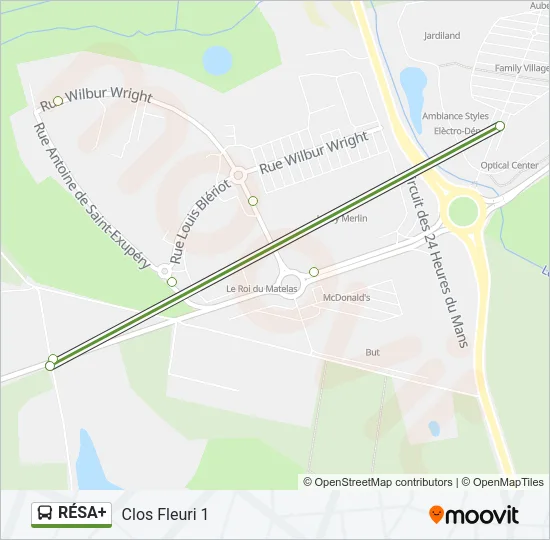 Plan de la ligne RÉSA+ de bus