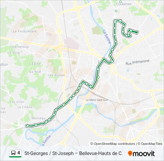 Plan de la ligne 4 de bus