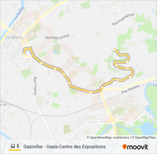 5 Bus Line Map