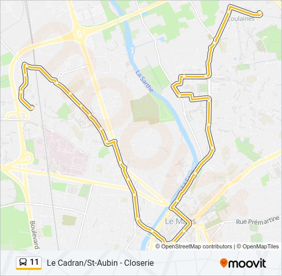 Plan de la ligne 11 de bus