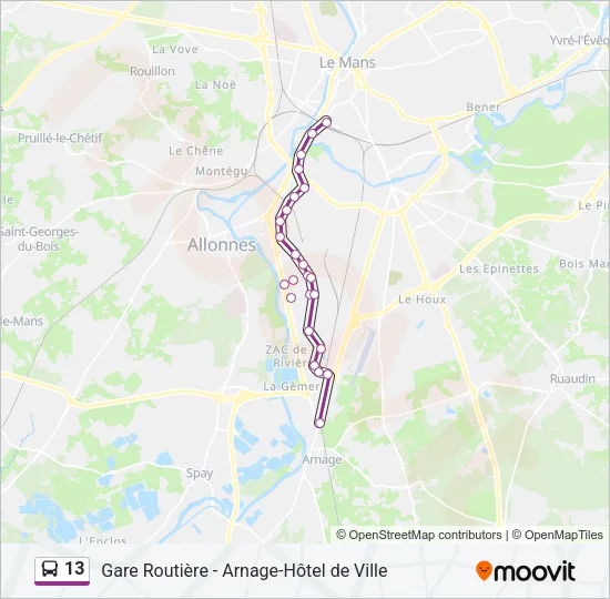13 Bus Line Map