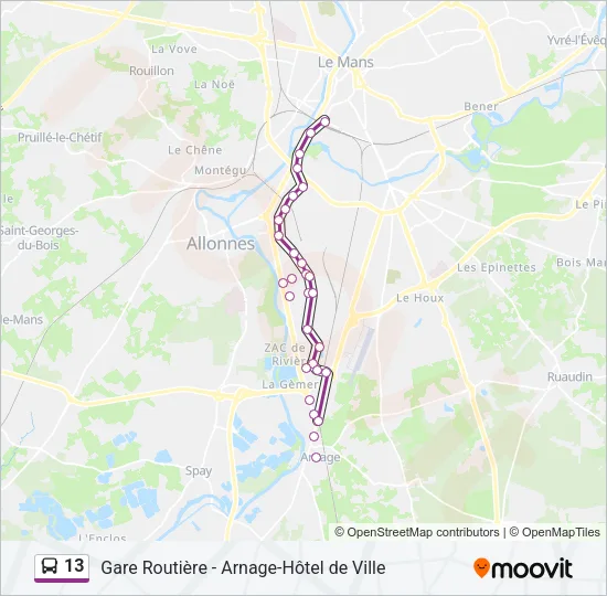 13 Bus Line Map