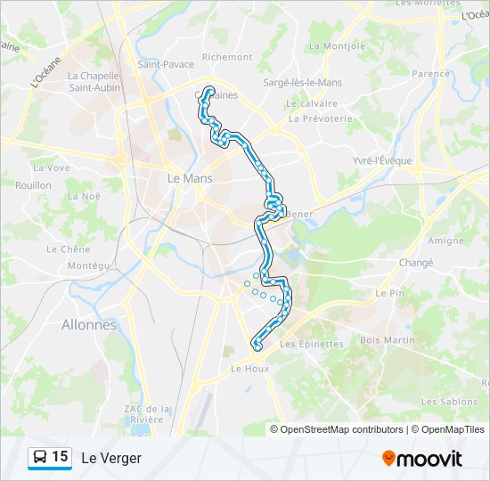 Plan de la ligne 15 de bus