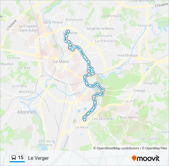 15 Bus Line Map