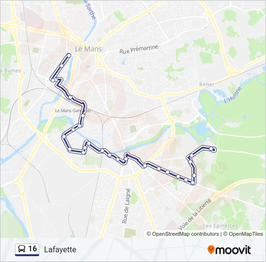 16 Bus Line Map