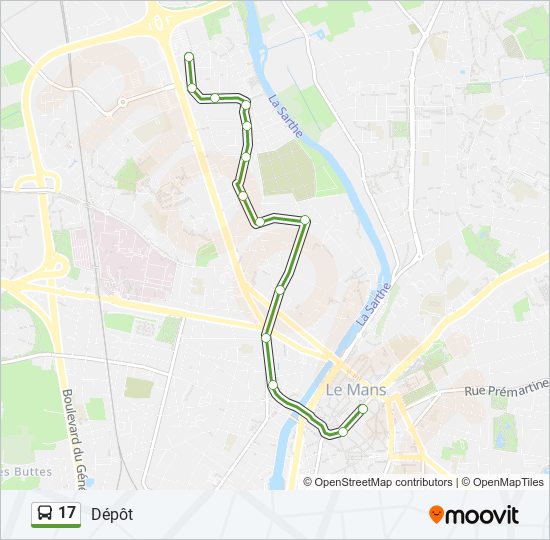 Plan de la ligne 17 de bus