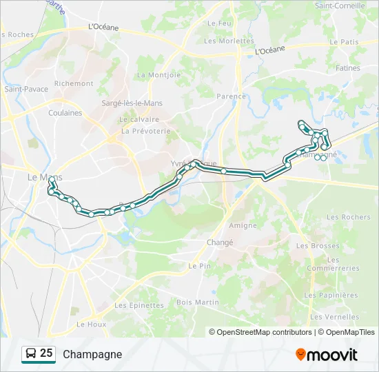 25 Bus Line Map