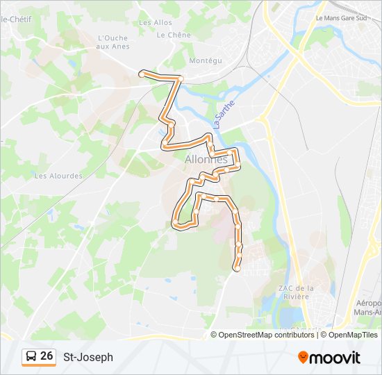 Plan de la ligne 26 de bus