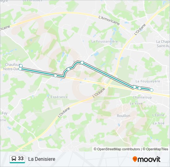 Plan de la ligne 33 de bus