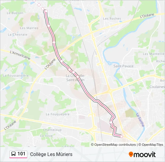 Plan de la ligne 101 de bus