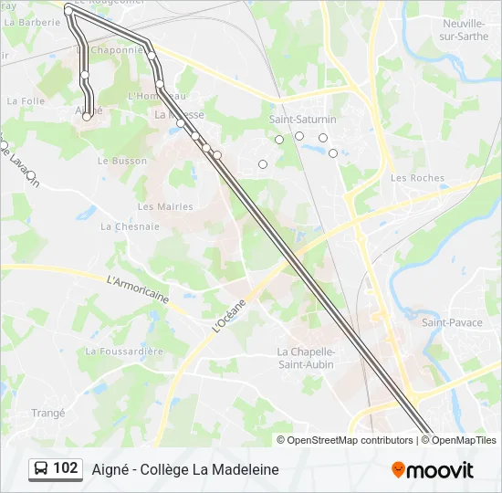 102 Bus Line Map