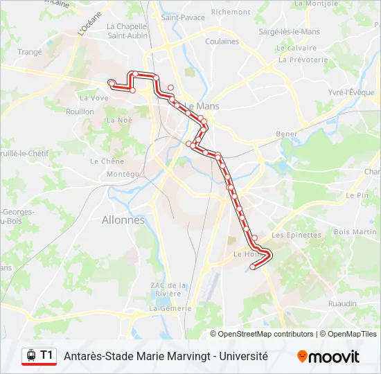 T1 Light Rail Line Map