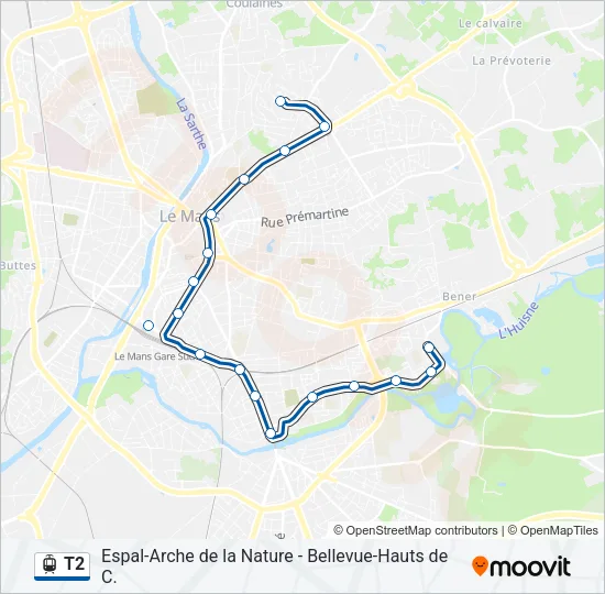 T2 Light Rail Line Map