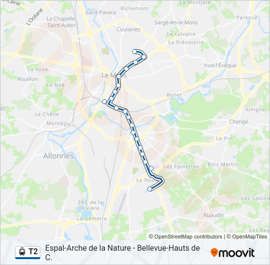 T2 Light Rail Line Map
