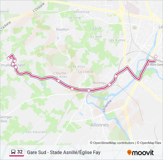 Plan de la ligne 32 de bus