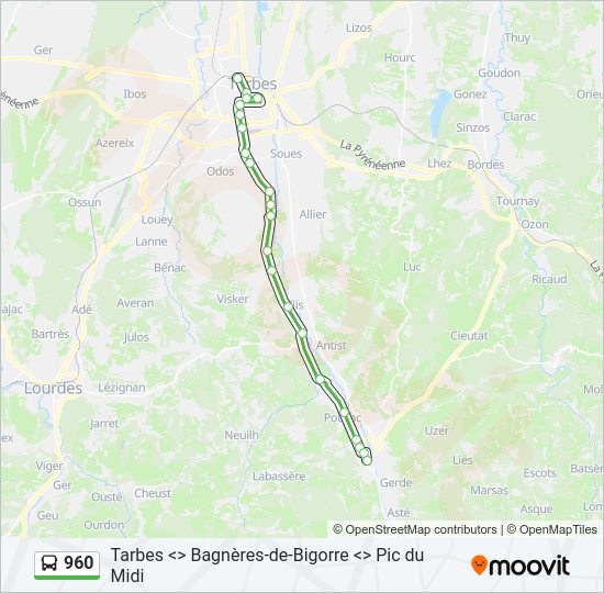 Plan de la ligne 960 de bus