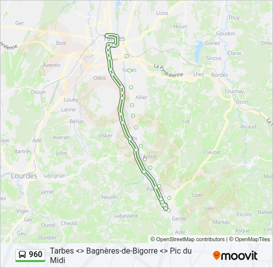 Plan de la ligne 960 de bus