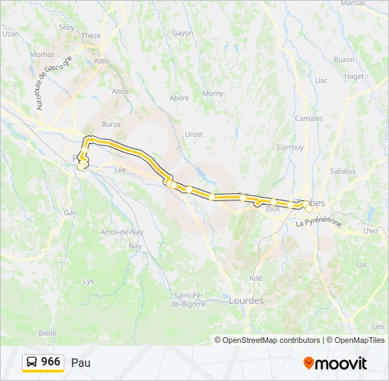 Plan de la ligne 966 de bus