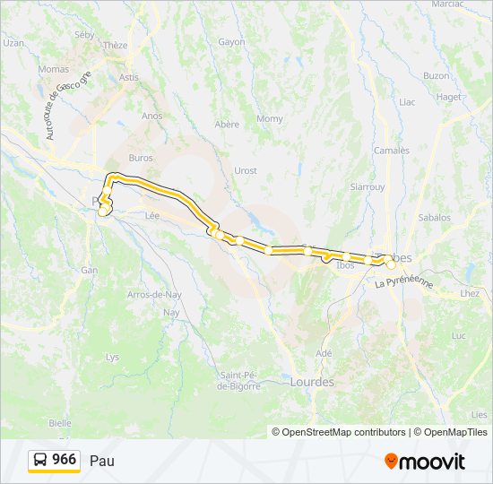966 Itinéraire Horaires, Arrêts & Plan