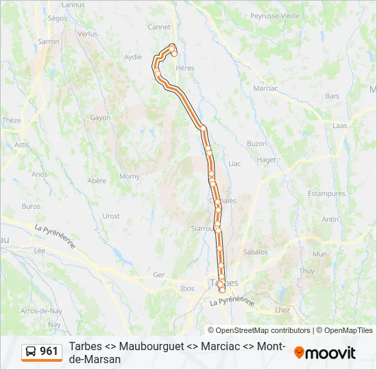 961 Bus Line Map