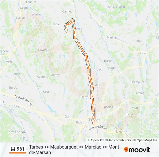 961 Bus Line Map