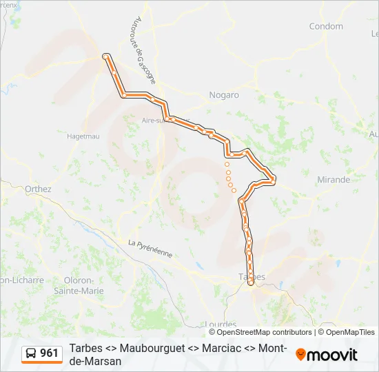 961 Bus Line Map