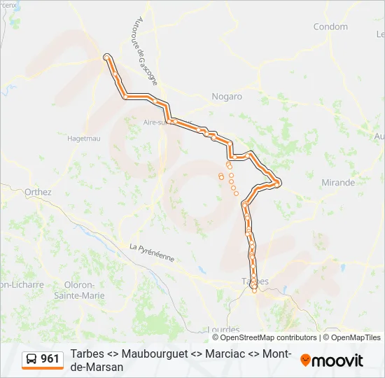 961 Bus Line Map