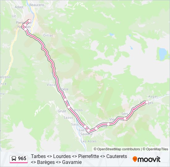 Plan de la ligne 965 de bus