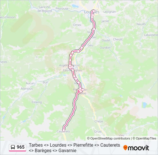 Plan de la ligne 965 de bus
