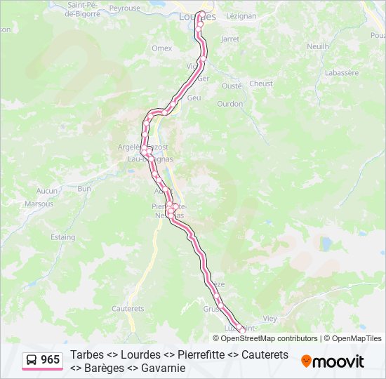 Plan de la ligne 965 de bus