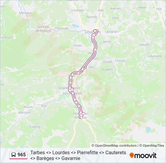 Plan de la ligne 965 de bus