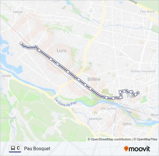 Plan de la ligne C de bus