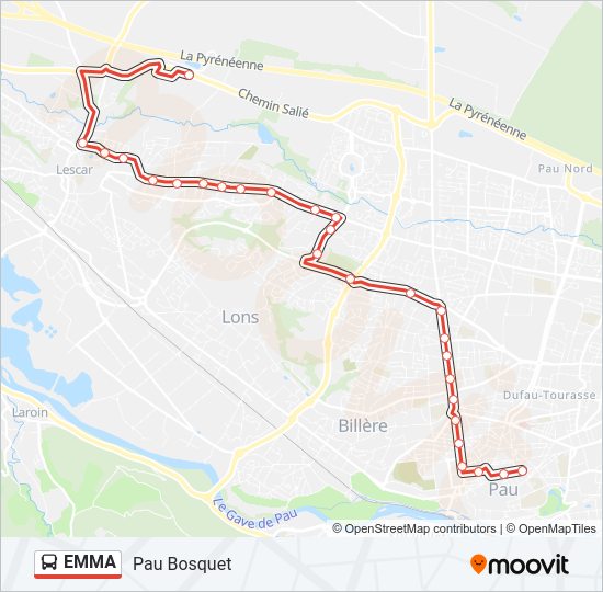 Plan de la ligne EMMA de bus