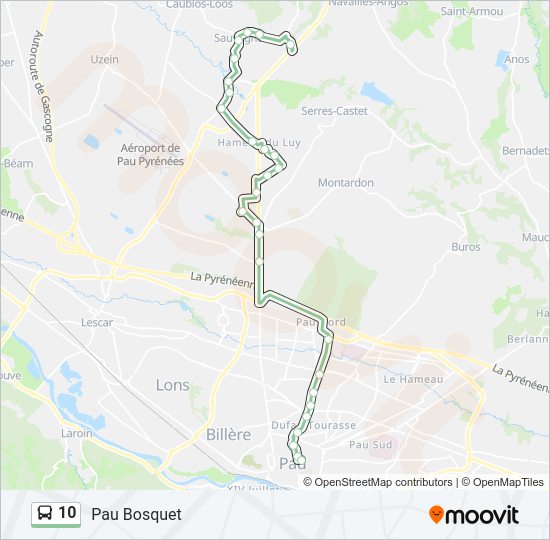 Plan de la ligne 10 de bus