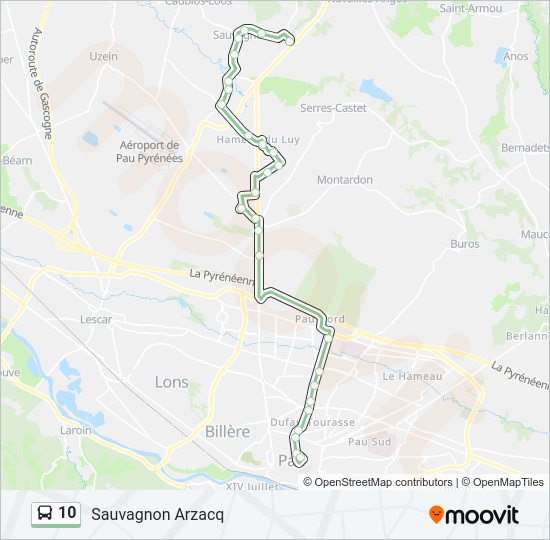 Plan de la ligne 10 de bus