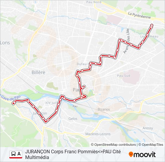 Mapa de A de autobús