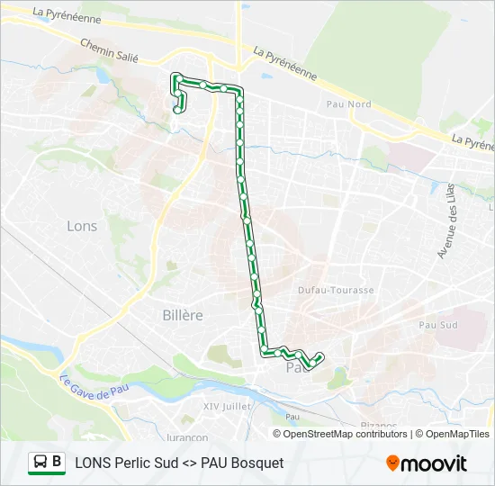 B Bus Line Map