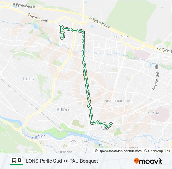 Plan de la ligne B de bus