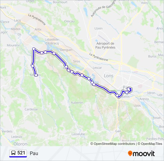 Plan de la ligne 521 de bus